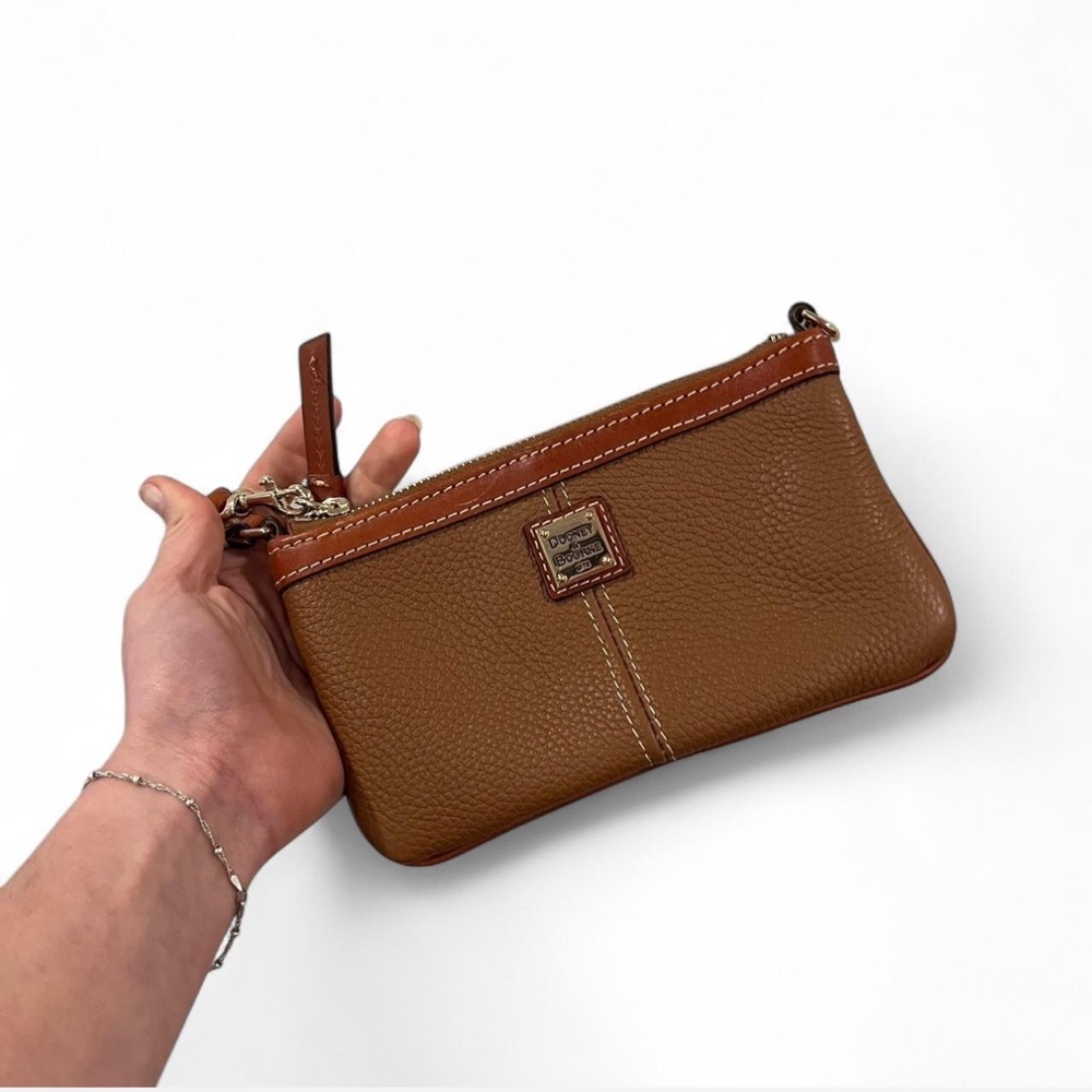 Dooney & Bourke Cognac Pebbled Leather Wristlet